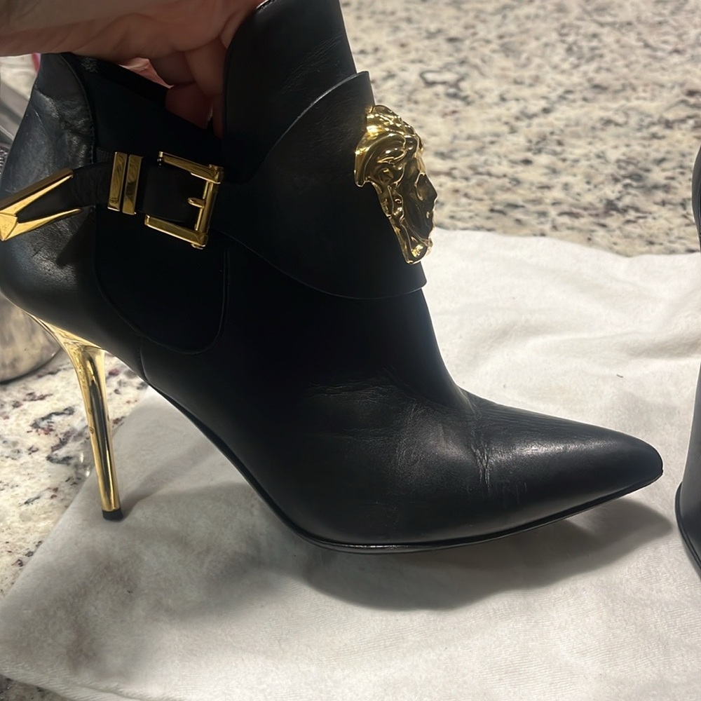 Versace leather heel boots size 37 1/2 USA size 7 - Picture 10 of 12